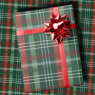 Klassisches Weihnachts-Rot und Grün Kariert Geschenkpapier