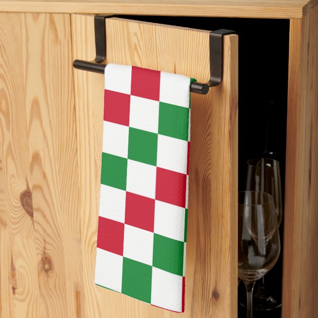 Klassisches Weihnachts-Schachbrettmuster Geschirrtuch (Drittel gefaltet)