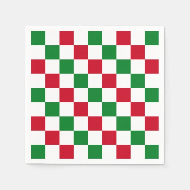Klassisches Weihnachts-Schachbrettmuster Serviette (Vorderseite)