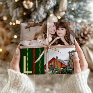 Klassisches Weihnachts-Weihnachten Kariert Foto Co Geschenkpapier