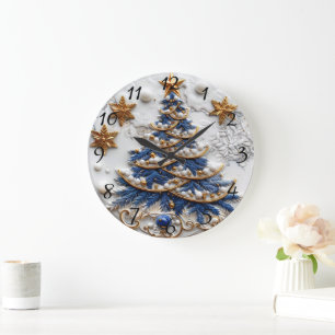 Klassisches Weihnachtsbaum-Weihnachtsdesign Große Wanduhr