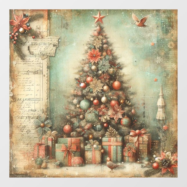 Klassisches Weihnachtsbaumfenster Fensteraufkleber (Blatt)