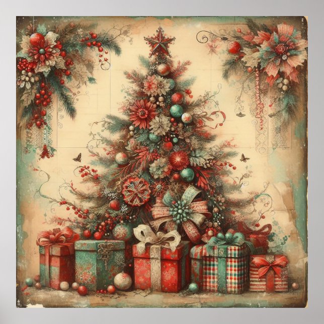 Klassisches Weihnachtsbaumposter Poster (Vorne)