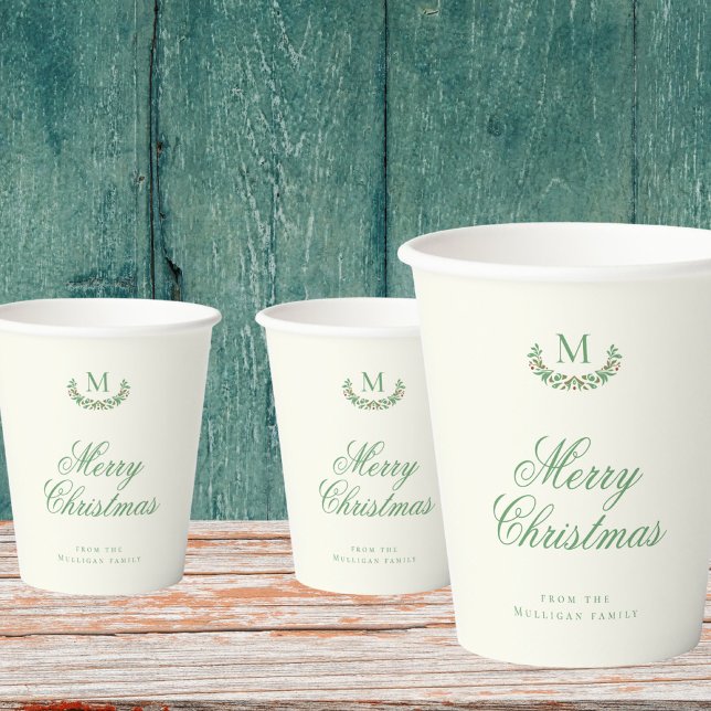 Klassisches Weihnachtsfamilienmonogramm Pappbecher (Von Creator hochgeladen)