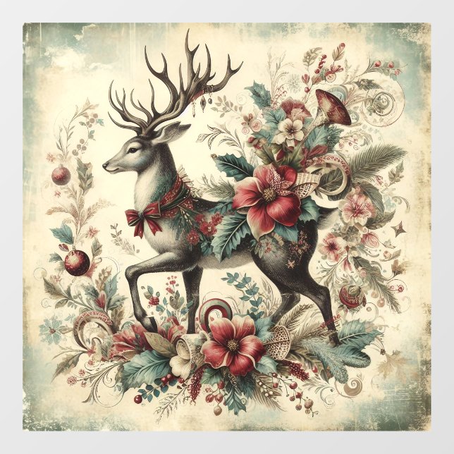Klassisches Weihnachtsfenster Fensteraufkleber (Blatt)