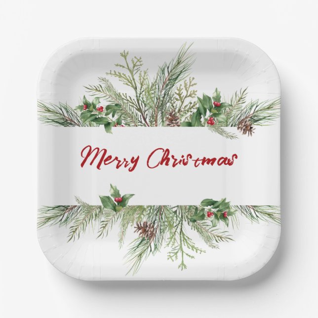 Klassisches Weihnachtsfest-Party Pappteller (Vorderseite)