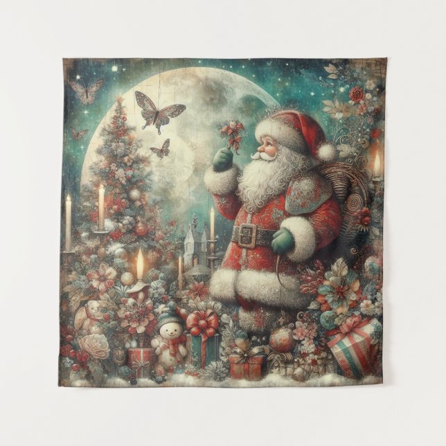 Klassisches Weihnachtsgeschenk Wandteppich (Vorderseite)