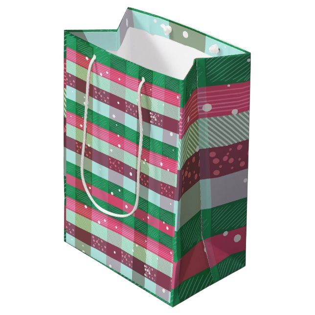 Klassisches Weihnachtsgestaltermuster Mittlere Geschenktüte (Vorderseite Schrägansicht)