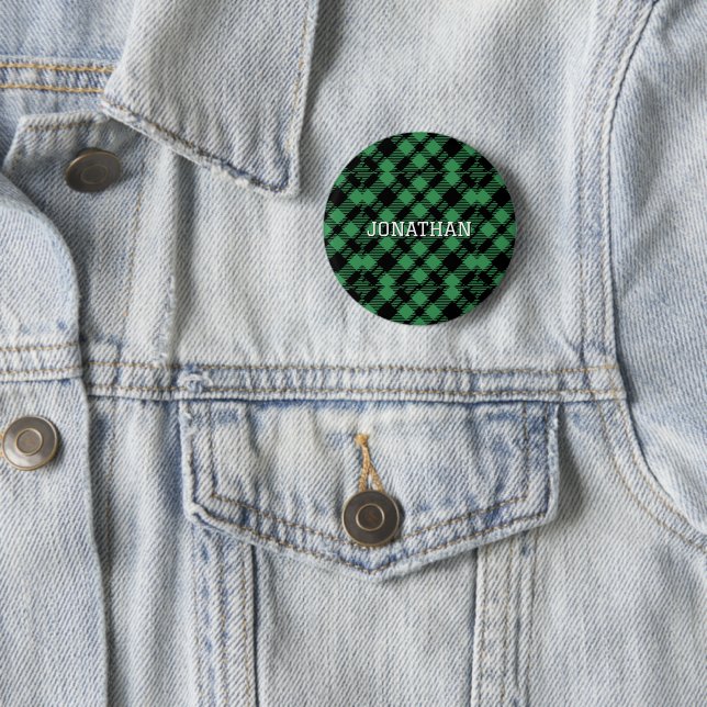 Klassisches Weihnachtsgrün kariertes Muster  Button (Beispiel)