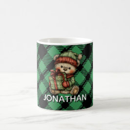 Klassisches Weihnachtsgrün kariertes Muster Custom Kaffeetasse