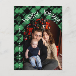 Klassisches Weihnachtsgrün kariertes Muster Postkarte