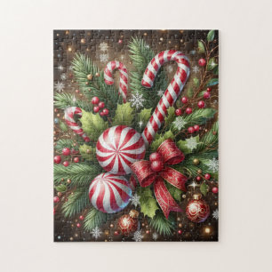 Klassisches Weihnachtsgrün mit Zuckerstangen-/Pfef