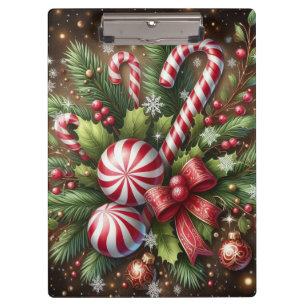 Klassisches Weihnachtsgrün mit Zuckerstangen-/Pfef Klemmbrett