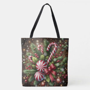 Klassisches Weihnachtsgrün mit Zuckerstangen-/Pfef Tasche