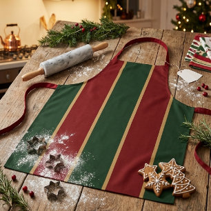 Klassisches Weihnachtsgrün und Rot mit Goldbesatz Schürze