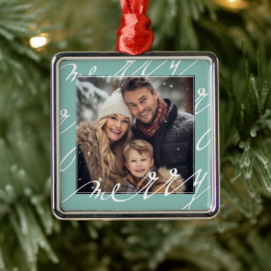 Klassisches Weihnachtsgruß mit Minze personalisier Ornament Aus Metall
