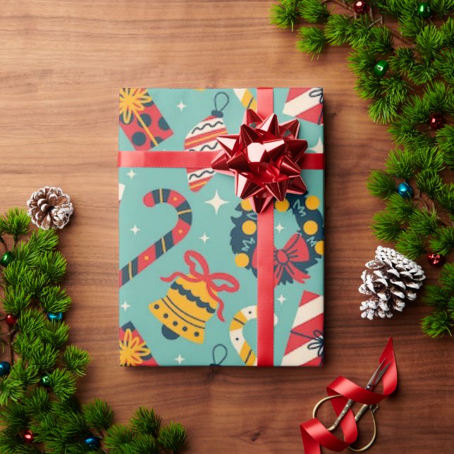 Klassisches Weihnachtspapier mit 30"x6"Wrapping Pa Geschenkpapier (Feiertagsgeschenk)