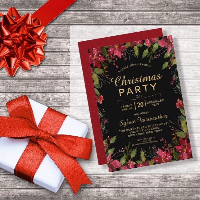 Klassisches WeihnachtsParty Hübsch Poinsettia Einladung (Von Creator hochgeladen)