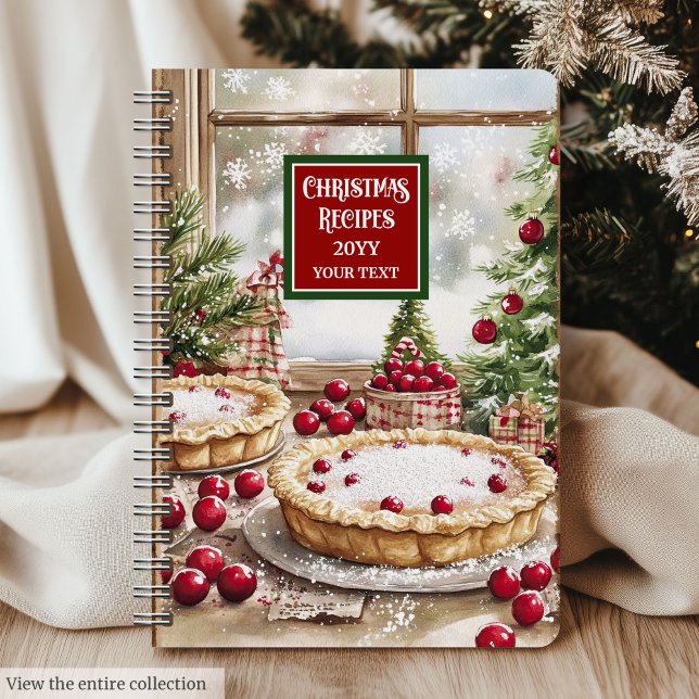Klassisches WeihnachtsrezeptorNotebook mit Monogra Notizbuch (Classic Holiday Recipe Notebook With Monogram)
