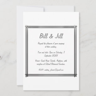 Klassisches Weiß mit feinem Art Deco Border Weddin Einladung