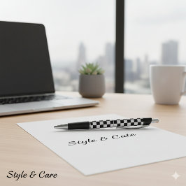 Klassisches Weiß-Schwarz-Quadrat-Kasten-Muster Sty Kugelschreiber