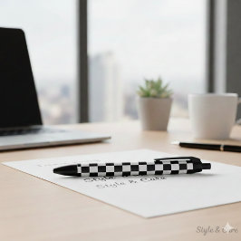 Klassisches weiß-schwarzes Schachtelmuster-Stil Kugelschreiber