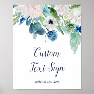 Klassisches weißes Blumen-Babyshower-Schild mit in Poster