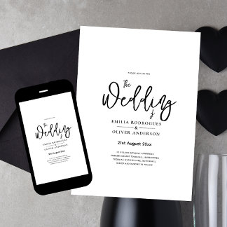 Klassisches Weißes Elegantes Print oder Digitale H Einladung