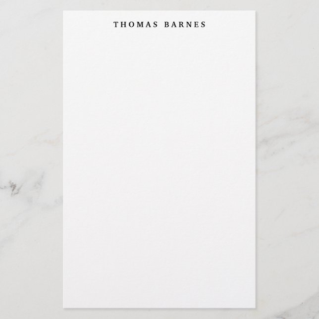 Klassisches Weißes Minimalistisches Schlichtes Ele Briefpapier (Vorderseite)