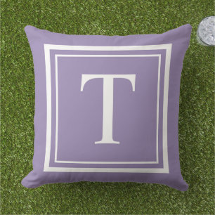 Klassisches weißes, violettes Monogramm mit quadra Kissen