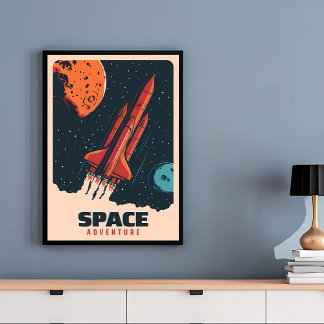 Klassisches Weltraum-Abenteuer Vintage Poster