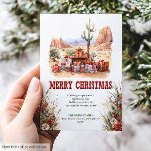 Klassisches Western-Weihnachtsgrußkartendesign Feiertagskarte