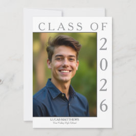 Klassisches White Class-Foto 2025 für Graduate Cus Einladung