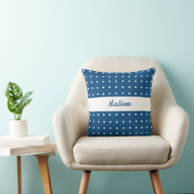 Klassisches White Polka Dot Muster auf Blau mit Na