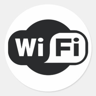 Klassisches WiFi-Symbol in Schwarz-Weiß Runder Aufkleber