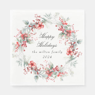 Klassisches Winter Holiday Berries Paper Serviette