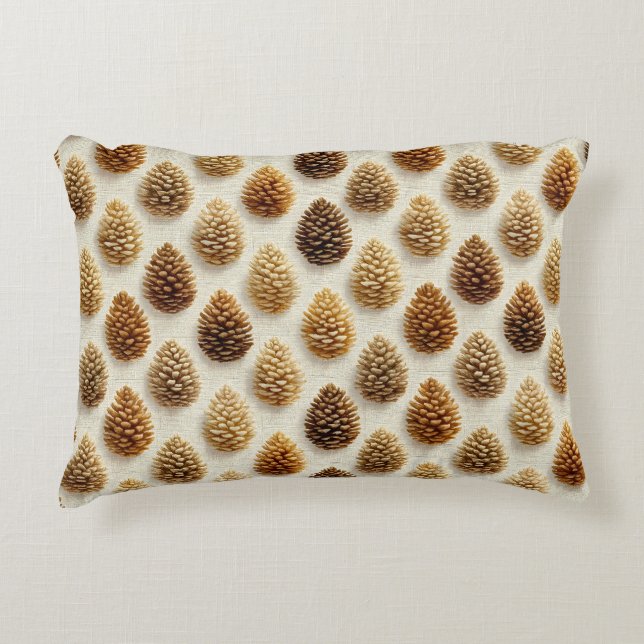 Klassisches Wintermuster Pinecone Dekokissen (Vorderseite)