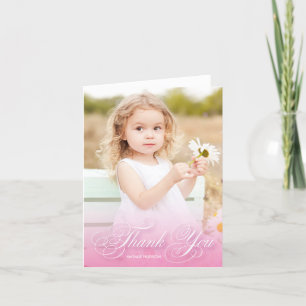 Klassisches Wirbles Skript-Rosa mit Foto   danken Dankeskarte