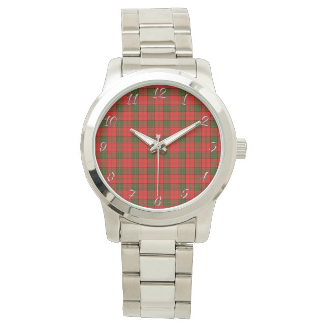 Klassisches zeitloses Clan Adair Kariert Tartan-Ge Armbanduhr (Vorderseite)
