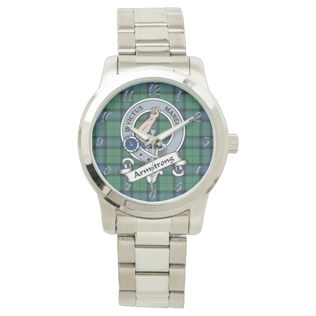 Klassisches Zeitloses Clan Armstrong Altes Abzeich Armbanduhr (Vorderseite)