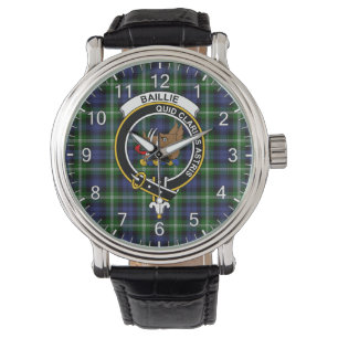 Klassisches zeitloses Clan Baillie Tartan-Abzeiche Armbanduhr