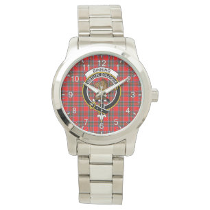 Klassisches Zeitloses Clan Binning Tartan Abzeiche Armbanduhr
