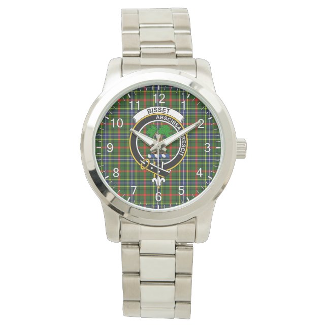 Klassisches Zeitloses Clan Bisset Tartan Abzeichen Armbanduhr (Vorderseite)