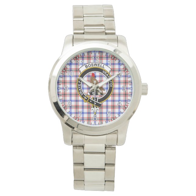 Klassisches Zeitloses Clan Boswell Modernes Tartan Armbanduhr (Vorderseite)