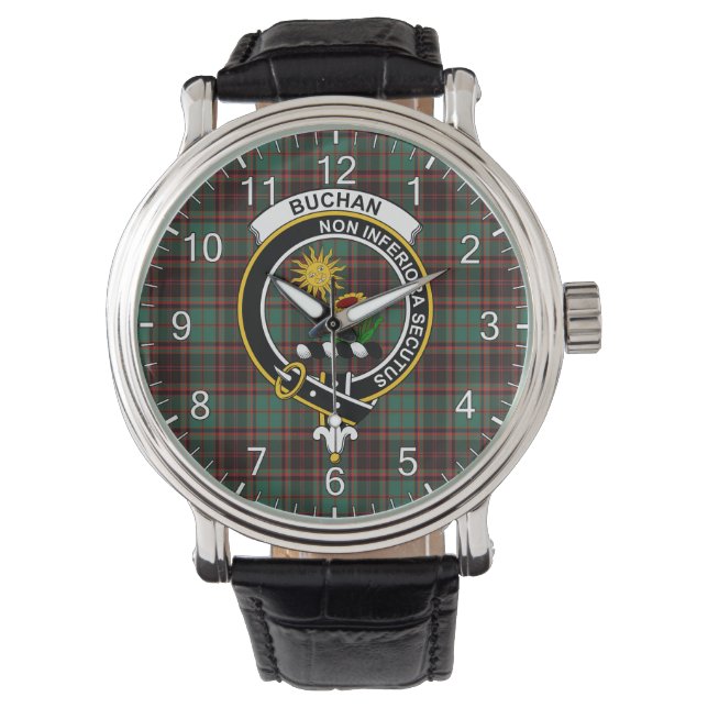 Klassisches Zeitloses Clan Buchan Altes Tartan Abz Armbanduhr (Vorderseite)