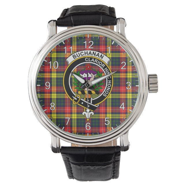 Klassisches Zeitloses Clan Buchanan Modern Tartan  Armbanduhr (Vorderseite)