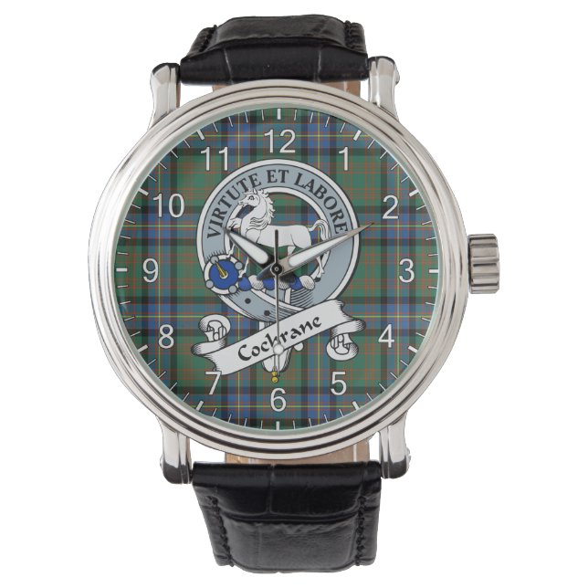 Klassisches Zeitloses Clan Cochrane Altes Abzeiche Armbanduhr (Vorderseite)