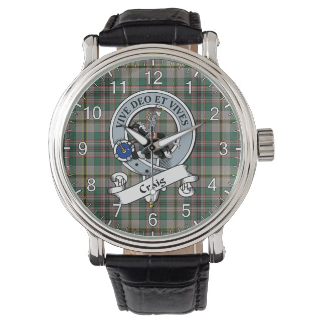 Klassisches Zeitloses Clan Craig Altes Abzeichen T Armbanduhr (Vorderseite)