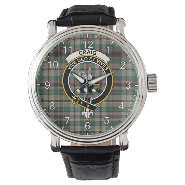 Klassisches Zeitloses Clan Craig Altes Tartan-Abze Armbanduhr (Vorderseite)