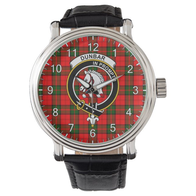 Klassisches Zeitloses Clan Dunbar Modernes Tartan- Armbanduhr (Vorderseite)